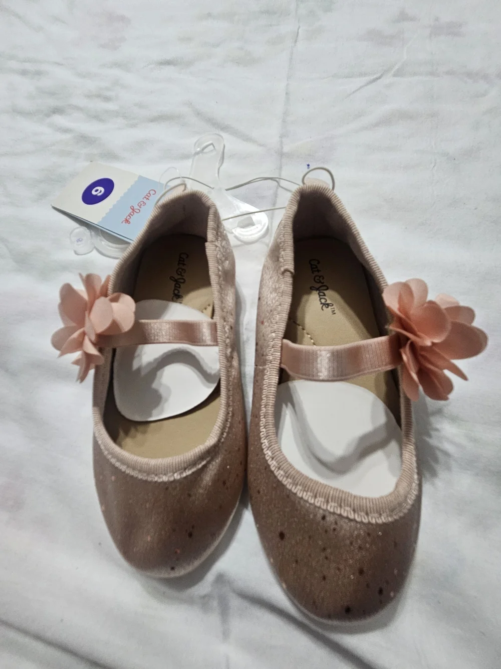 Cat & Jack Girls' Pink Flower Ballet Flats